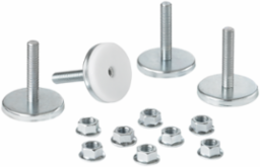 Mobile Base Leveling Kit, 1.22 lb, Black Steel, Hardware Included