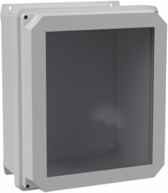 Raised Cover Window with Latches Type 4X, 13.62x11.62x7.24, Lt Gray, Fiberglass