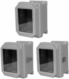 RVJB Raised Cover with Bonded Window Type 4X, 9.32x7.32x4.92, Lt Gray, Fiberglass, NHW