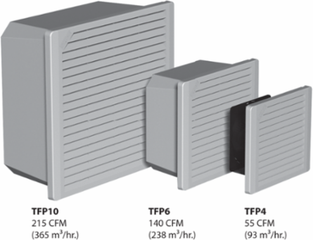 TFP4 Side-Mount Filter Fan Type 1, 230V 55CFM, Light Gray, Composite