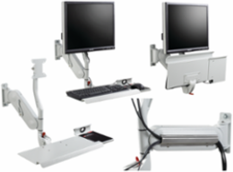 Syspend Monitor and Keyboard Arm, 21.22x25x25.63, Lt Gray, Aluminum