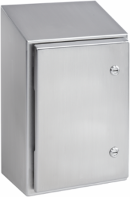 WaterShed Wallmount Sloped Top 1/4-Turn Latch Type 4X, 14x12x8, Brushed, SS 304