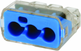 In-Sure Push-In Wire Connector, 3-Port Blue, Jar of 150, Rated 600V