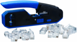 Modular Plug Crimp Tool Kit with RJ-11 & RJ-45 Plugs, Compact Design