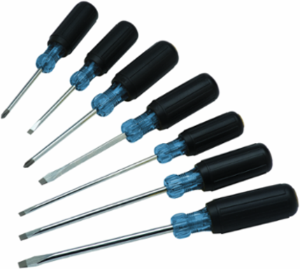 7-Piece Cushion Grip Screwdriver Set with Tip Blasted Tips and Rubber Grips