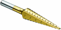 Step Drill 1/8 Inch - 1/2 Inch, Titanium Nitride Coated, Double-Fluted Design