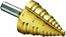 Step Drill Bit 1/4" - 1-3/8", Titanium Nitride Coating, Double-Fluted Design