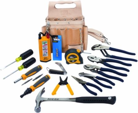 Electrician's Tool Set, 16-Piece with Hammer, Tester, Pouch