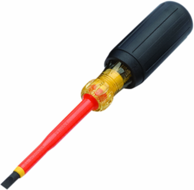 Slotted Insulated Screwdriver 1/4 Inch x 4 Inch, Precision Ground Tips