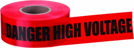 Barricade Tape, Danger High Voltage Keep Out, Red, 3 Inch x 1,000'