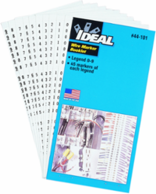 Wire Marker Booklet, Asst 0-9, 45 each