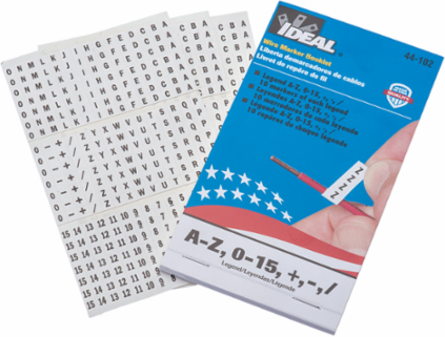 Wire Marker Booklet, Asst A-Z, 0-15, +, -, /, 10 Each