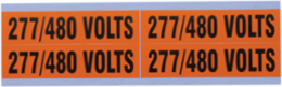 Voltage & Conduit Marker Card 277/480V Medium, Vinyl, High Visibility