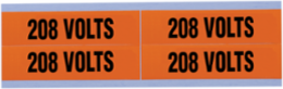 Voltage & Conduit Marker Card, "208V", Medium