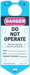 Safety Lockout Hasp, Blue, Anodized Aluminum, "Do Not Operate" Label