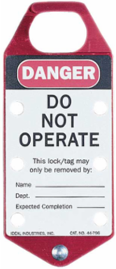 Safety Lockout Hasp, Red, Durable Aluminum, "Do Not Operate" Label, 6 Worker Capacity