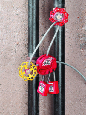 Adjustable Cable Lockout with 6 ft 1/4 Inch Dia Steel Cable