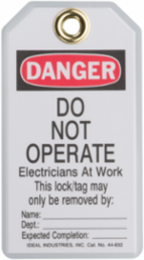 Heavy-Duty Lockout Tag "Do Not Operate Elec." - 25 Pack