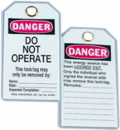 Heavy-Duty Lockout Tag "Do Not Operate", Laminated Plastic, 7/8 Inch Grommet