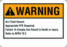 Warning Label, NEC Arc Flash, 3-1/2" x 5", Adhesive, Bulk