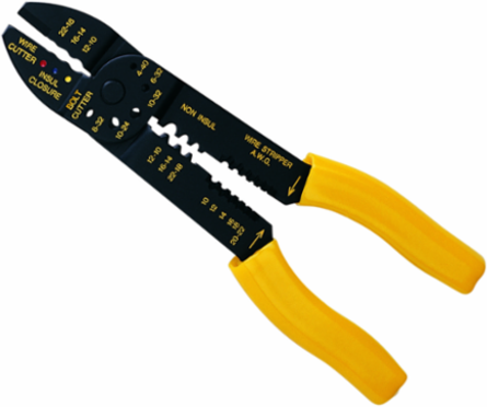 Multi Crimp/Strip Tool, Strips 10-22 AWG Wire, Drop-Forged Steel Construction
