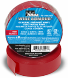 General Purpose Electrical Vinyl Tape, Red 3/4 Inch x 66 Ft, 600V Insulation