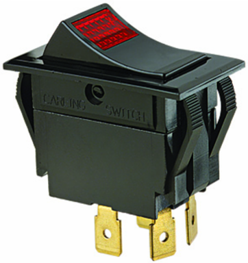 Red DPST Rocker Switch for Low-Voltage DC, Moisture-Resistant, 0.830 x 1.450 Inch