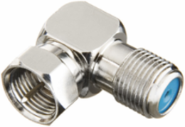 90° F Coaxial Cable Adapter - Nickel Plated Brass, 75Ω, 2 Pack