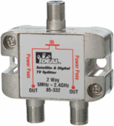 2.4 GHz 2-Way Coaxial Splitter, Nickel Plated, Power-Pass All Ports