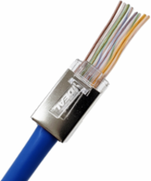 CAT5e Shielded Feed-Thru RJ-45 Connector for 0.041" Max Conductors, 25 Pack
