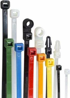 Nylon Cable Tie, Mounting Head, 15in, Natural Color, 4in Bundle Diameter, 50lb Tensile Strength, Bag of 100