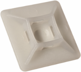Nylon Cable Tie Mounting Base, #8 Bolt Size, 1in x 1in, Natural Color, Bag of 100