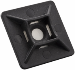 Nylon Cable Tie Mounting Base, #8 Bolt Size, 1in x 1in, UV Black Color, Bag of 100