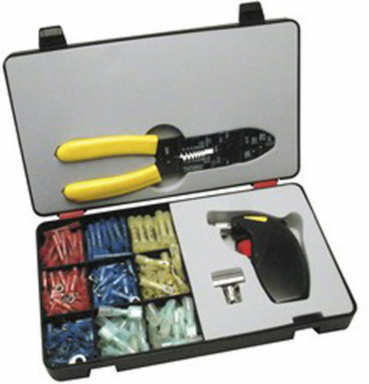 Crimp 'n Seal Kit, Includes 45 Butt Splices, 80 Ring Terminals, 10 Male Disconnects, 10 Female Disconnects, 1 94145 Crimp Tool, and 1 94700 Heat Tool
