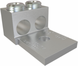 Aluminum Mechanical Lug, Conductor Range 250-6, 2 Ports, 1 Hole, 3/8in Bolt Size, Tin Plated, UL, CSA