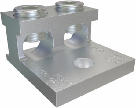 Aluminum Mechanical Lug, Conductor Range 350-6, 2 Ports, 1 Hole, 3/8in Bolt Size, Tin Plated, CSA