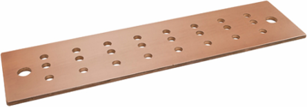 Copper Grounding Bus Bar, 4in Wide, 16in Length, 24 Mounting Points
