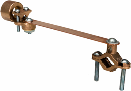 Permaground Bronze Ground Clamp with Strap, Conductor Range 4-8 Sol, Pipe Sizes 1/2 to 1in, Conduit Hub Size 1/2