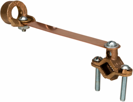 Permaground Bronze Ground Clamp with Strap, Conductor Range 4-8 Sol, Pipe Sizes 1/2 to 1in, Conduit Hub Size 3/4