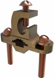 Permaground Bronze Ground Clamp, Conductor Range 2-10, Pipe Sizes 1/2 to 1in, Ground Rod Sizes 1/2 to 1in, Rebar Sizes #3-#8, Parallell Lay-in, Direct Bury