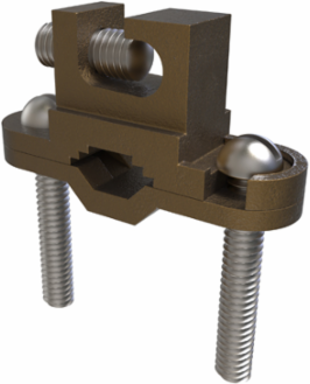 Permaground Bronze Ground Clamp, Conductor Range 2-10, Pipe Sizes 1/2 to 1in, Ground Rod Sizes 1/4 to 1in, Rebar Sizes #3-#8, Parallell Lay-in, Direct Bury
