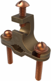 Permaground Bronze Ground Clamp, Conductor Range 2-10, Pipe Sizes 1/2 to 1in, Ground Rod Sizes 1/2 to 1in, Rebar Sizes #3-#8, Perpendicular Lay-in, Direcy Bury