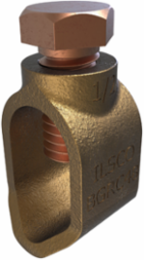 Permaground Bronze Ground Rod Clamp, Conductor Range 2-10, Ground Rod Size 1/2in, Direct Bury