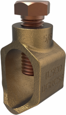 Permaground Bronze Ground Rod Clamp, Conductor Range 1/0-8, Ground Rod Size 5/8in, Direct Bury