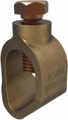 Permaground Bronze Ground Rod Clamp, Conductor Range 1/0-8, Ground Rod Size 3/4in, Direct Bury