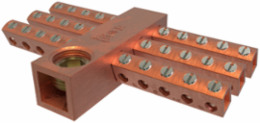 Copper Neutral Bar, Conductor Range 250-6 Main, 6-14 Tap, 30 Ports