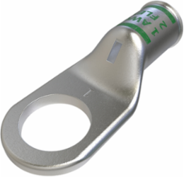 Copper Compression Lug, Conductor Size 1, 1 Hole, 1/2in Bolt Size, Standard Barrel, Sight Window, Tin Plated, UL, CSA