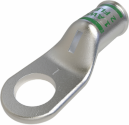 Copper Compression Lug, Conductor Size 1, 1 Hole, 3/8in Bolt Size, Standard Barrel, Sight Window, Tin Plated, UL, CSA