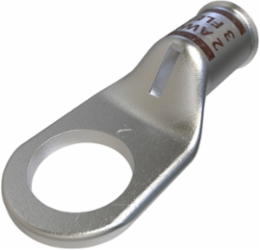 Copper Compression Lug, Conductor Size 2, 1 Hole, 1/2in Bolt Size, Standard Barrel, Sight Window, Tin Plated, UL, CSA