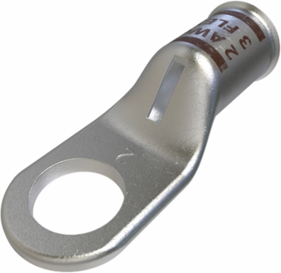 Copper Compression Lug, Conductor Size 2, 1 Hole, 3/8in Bolt Size, Standard Barrel, Sight Window, Tin Plated, UL, CSA